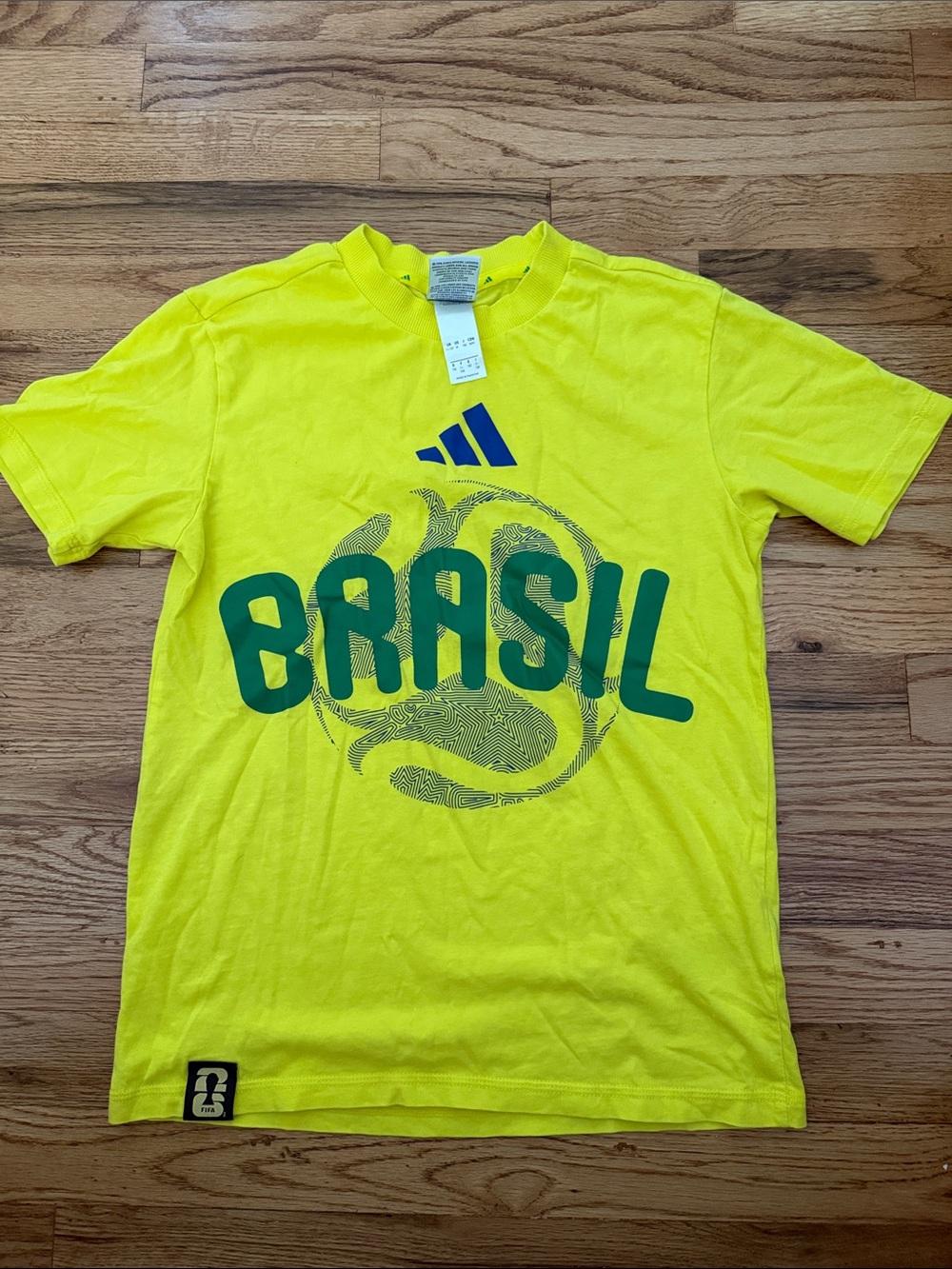 adidas Neon Yellow Brasil Graphic Soccer Tee